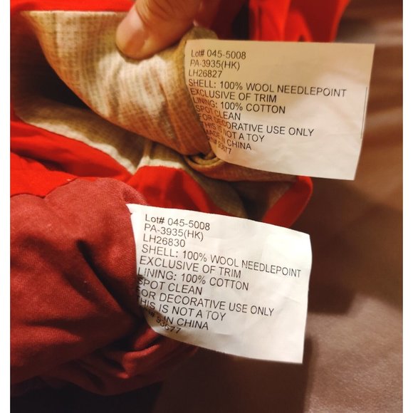 Vtg Needlepoint "Grandma" Toys Teddy "Grandpa" Santa Stockings 100% Wool Canvas - Picture 5 of 13